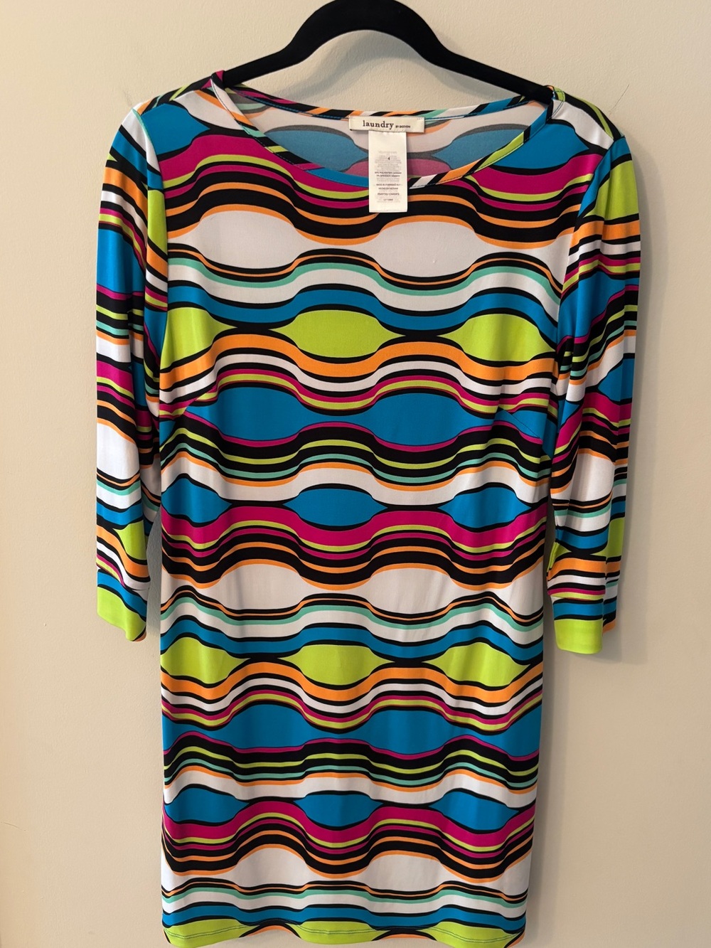 Laundry by Shelli Segal Multicolor Wave-Print Scoop Neck Top / dress. Size 4